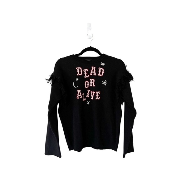 HAYLEY MENZIES Dead or Alive Fringe Knit Moon Star Sweater Sz S - Picture 2 of 6